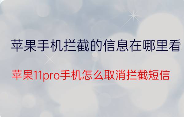 苹果手机拦截的信息在哪里看 苹果11pro手机怎么取消拦截短信？